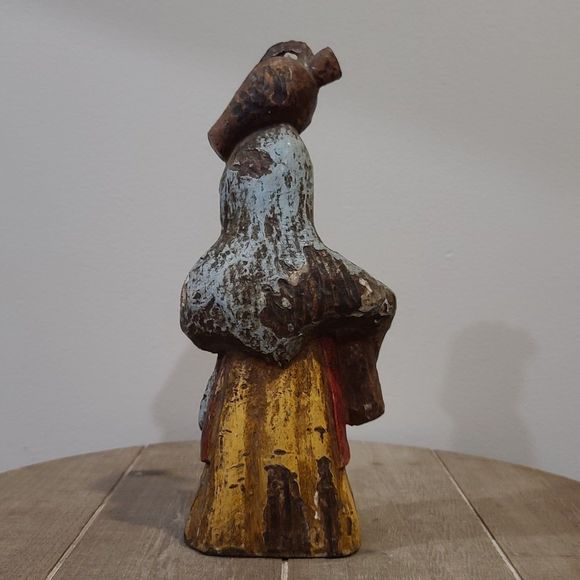 Vintage Hand Carved Wood Figure Lady Woman with Water Jars Jugs Folk Art - Picture 3 of 8